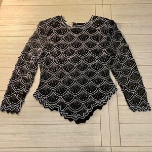 Laurence Kazar vintage silk beaded formal top